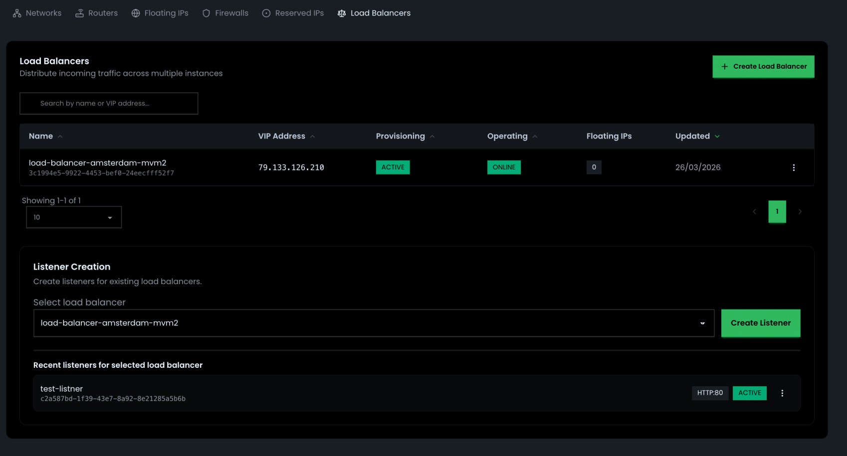 Load Balancers List